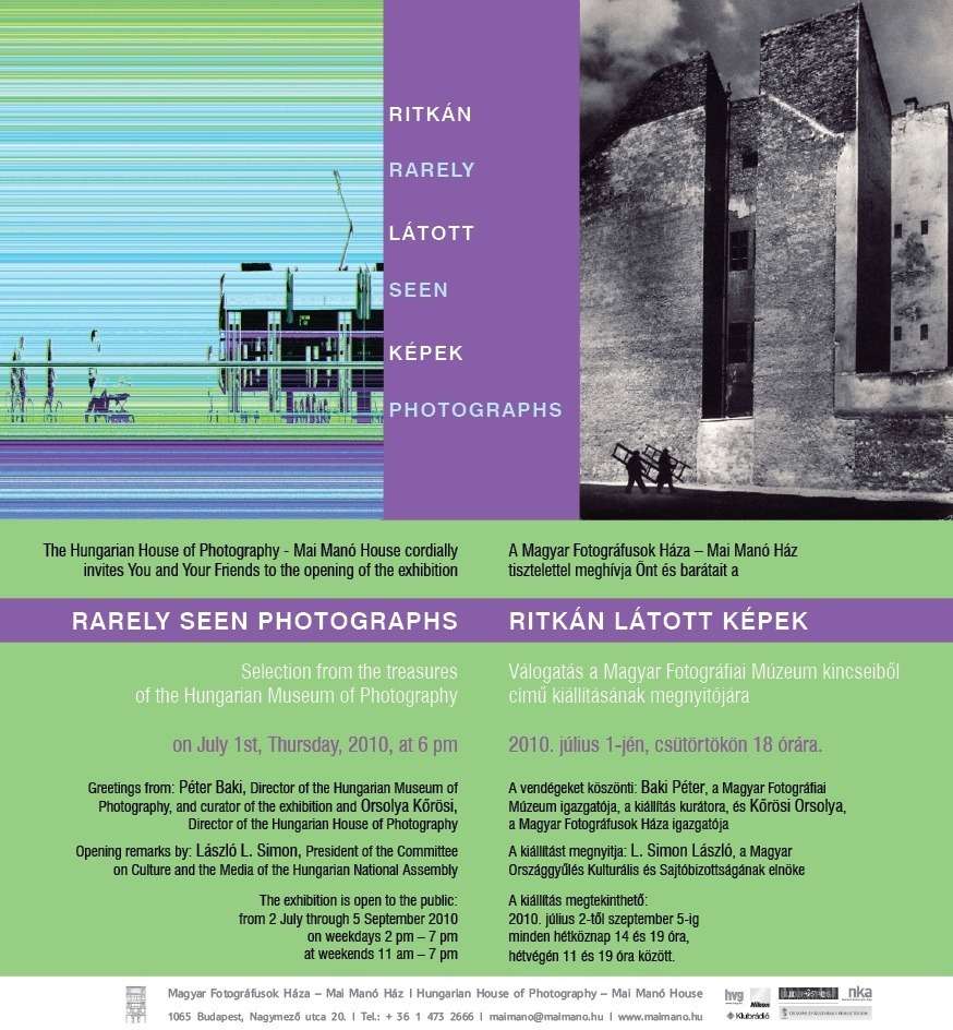Ritkán látott képek - Válogatás a Magyar Fotográfiai Múzeum kincseiből