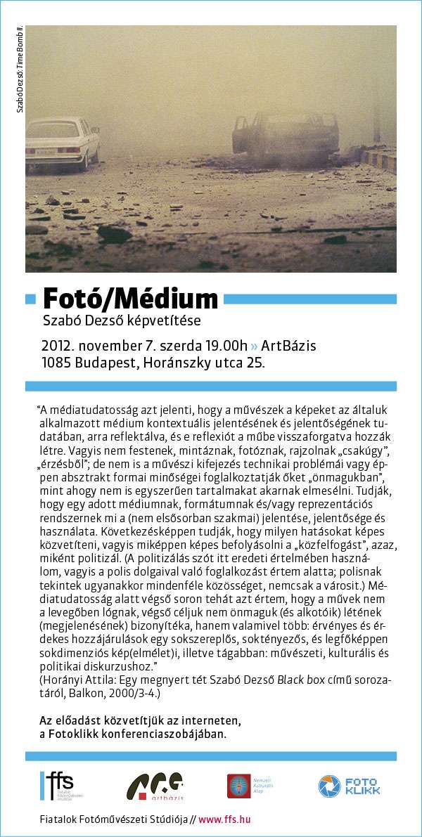Online közvetítjük: FFS-Szerda - Fotó/Médium, Szabó Dezső képvetítése