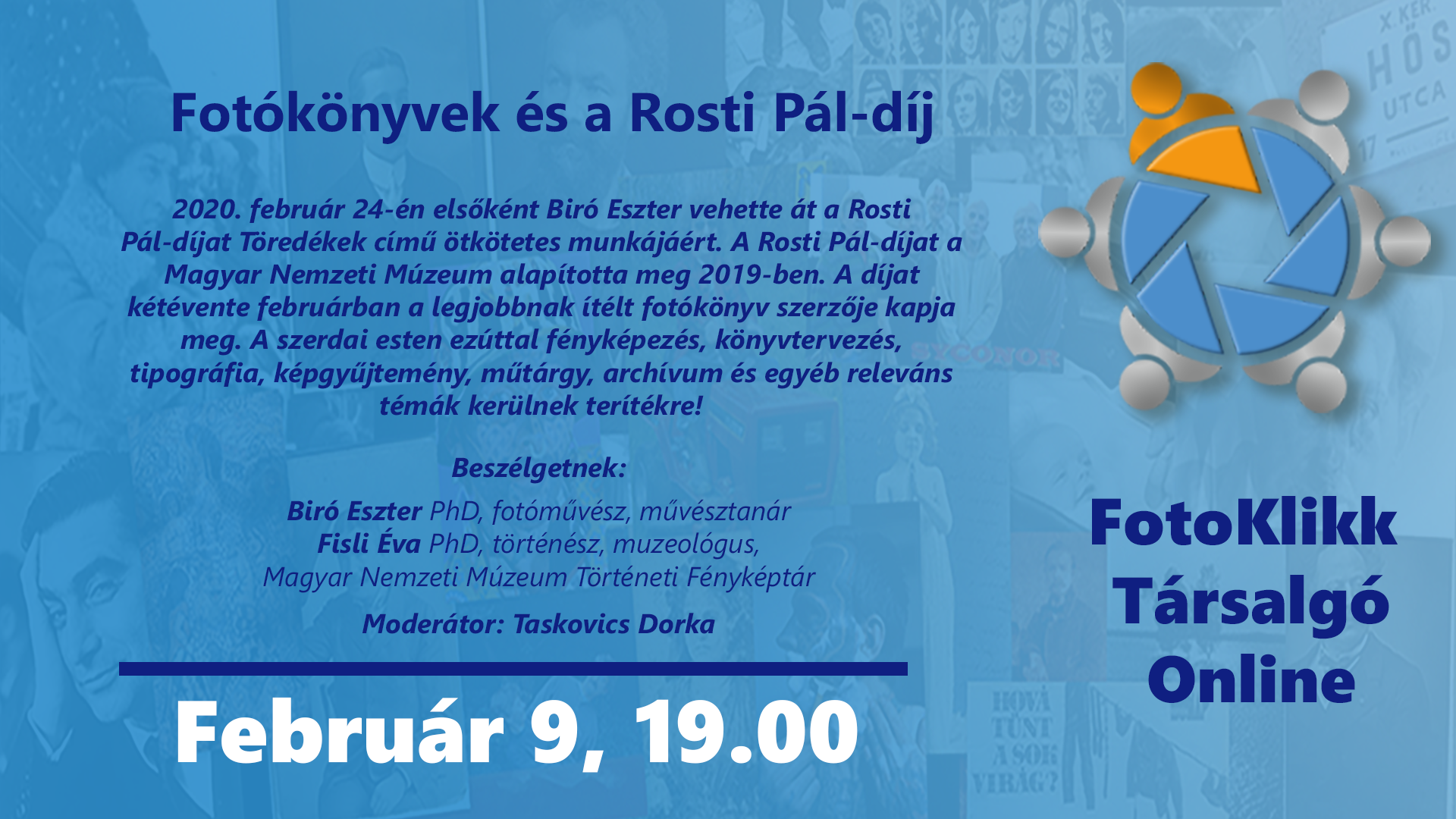 Fotókönyvek és a Rosti Pál-díj - online Kerekasztalbeszélgetés a FotoKlikk Társalgóban