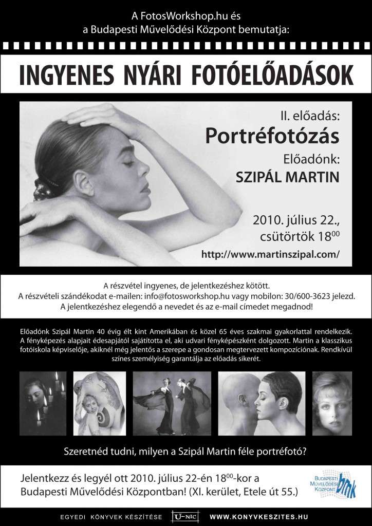 Online közvetítve: Ingyenes portréfotó előadás – Szipál Martinnal