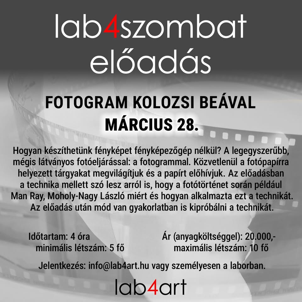 Fotogram- Előadás Kolozsi Beával és workshop Ildikóval