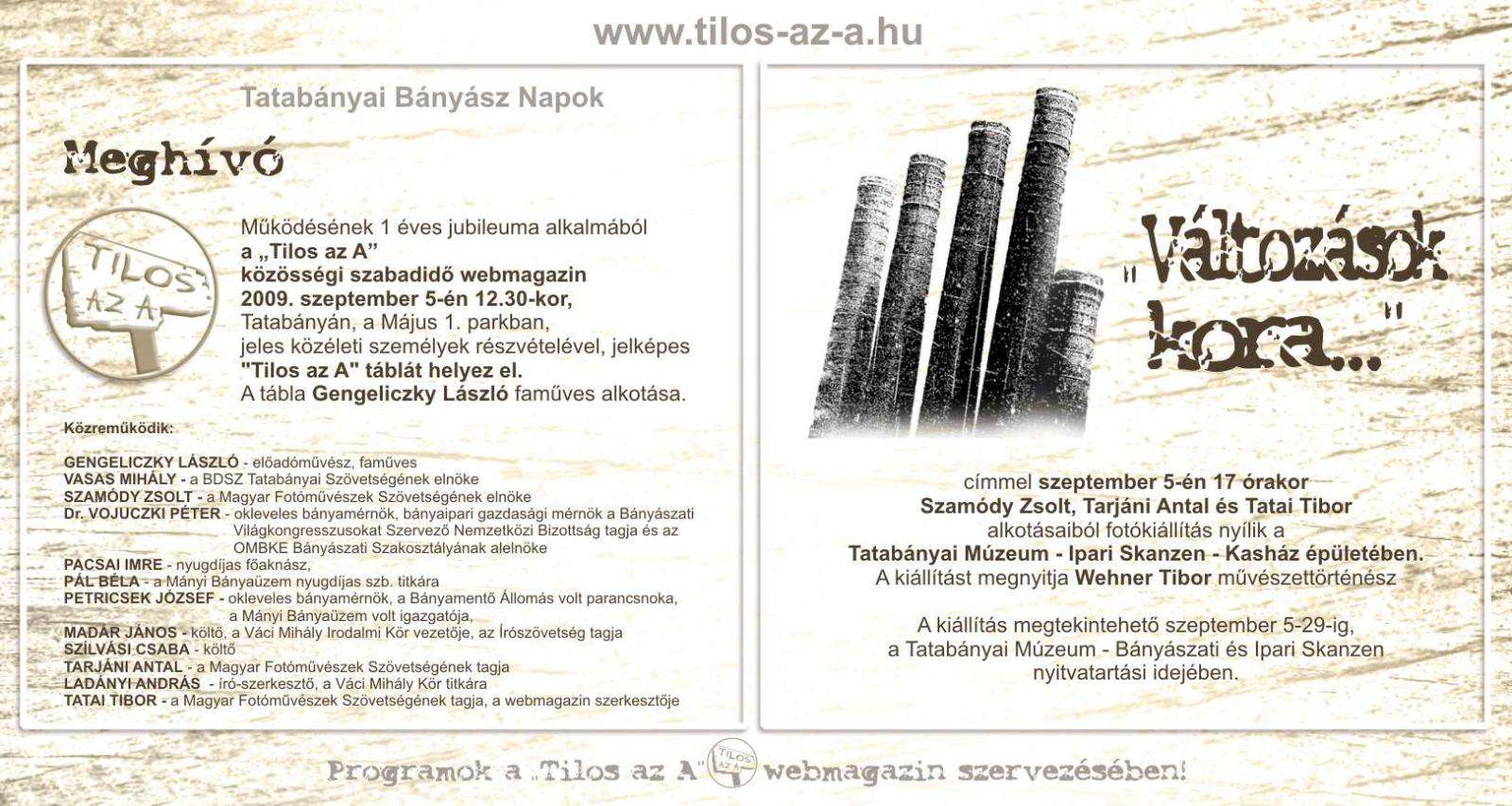 Szamódy Zsolt, Tatai Tibor, Tarjáni Antal: Változások kora