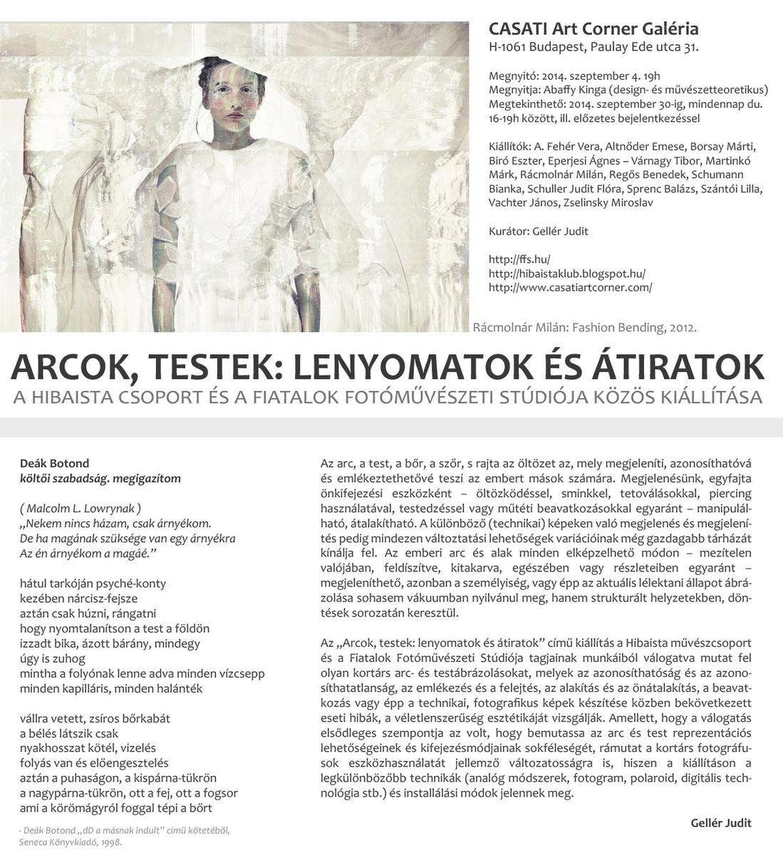 Arcok, testek: lenyomatok, és átiratok