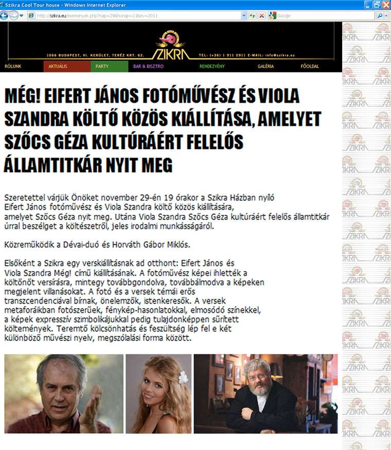 MÉG! Eifert János fotóművész és Viola Szandra költő közös kiállítása