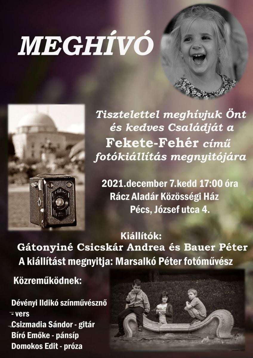 Gátonyiné Csicskár Andrea és Bauer Péter fotókiállítása: Fekete-Fehér