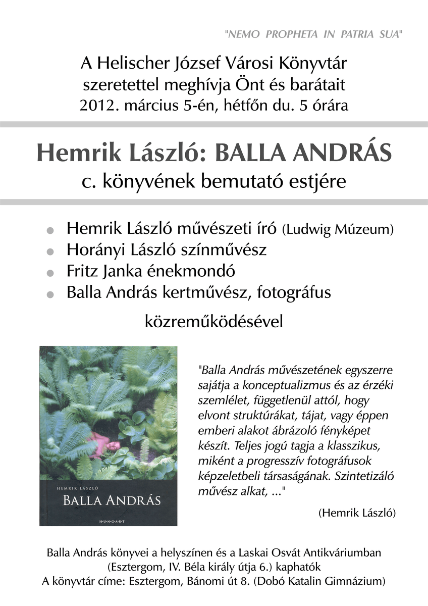 Henrik László: Balla András - könyvbemutató